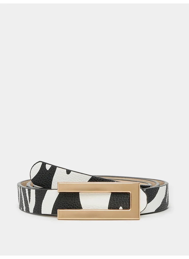 ستايلي Styli Zebra Print Belt with Buckle Detail