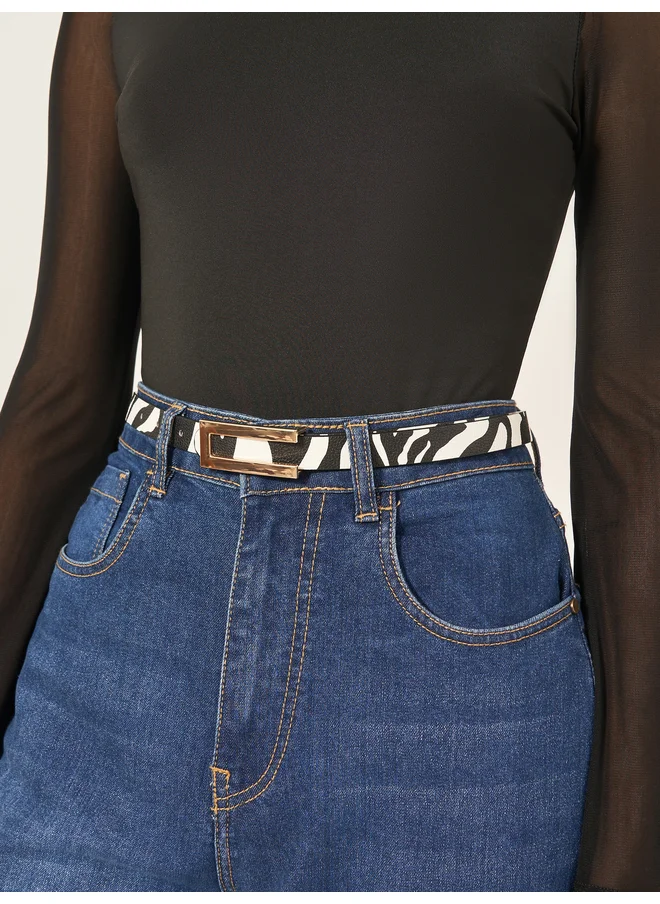 ستايلي Styli Zebra Print Belt with Buckle Detail
