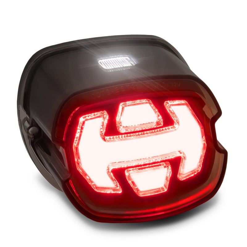 ONLINE LED STORE TRUE MODS LED Brake Tail Light for Harley Davidson  DOT ArrowDesign Square License Running Red Smoked Rear Stop Taillight for Sportster Dyna Fatboy Road King Electra Glide Ultra Softail Heritage