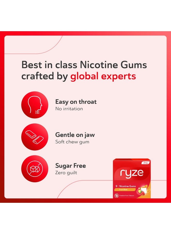 Ryze علكة نيكوتين RYZE 2 ملغ | عبوة من 15 (135 علكة) | انفجار الفواكه | الحرية من التدخين والتبغ | سهلة على الحلق | معتمدة من منظمة الصحة العالمية وإدارة الغذاء والدواء | خالية من السكر | تبييض الأسنان - Image 3