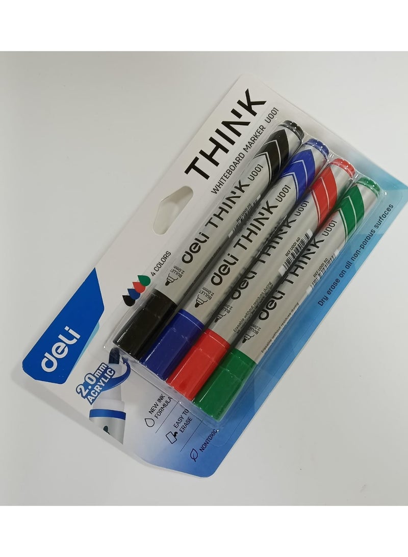 ديلي أقلام سبورة بيضاء من ديلي، عبوة من 4 ألوان - Image 1