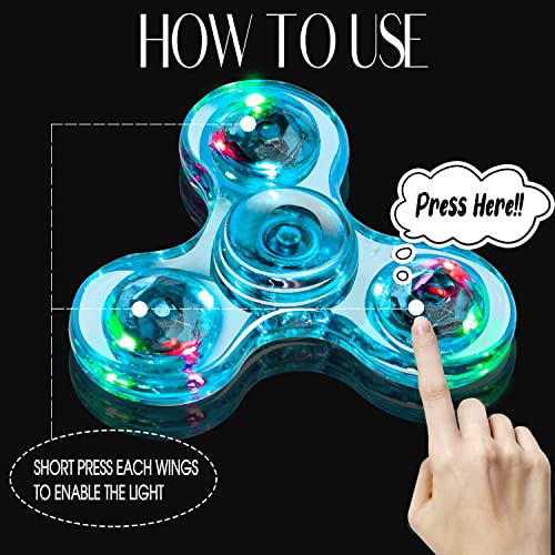 FIGROL 3 Pack LED Light Up Fidget Spinners - Christmas Gifts & Stocking Stuffers. Crystal Finger Toy for Stress Relief, Gifts for Kids & Teens. - Image 2