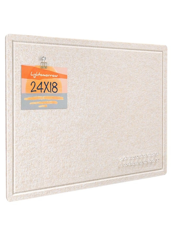 lightomorrow Large Bulletin Board, 24 x 18 inches Felt Board Decorative Pin Board, Cork Board Alternative for Wall, Foldable Photo Board with 20 Pushpins - Oatmeal - Image 1