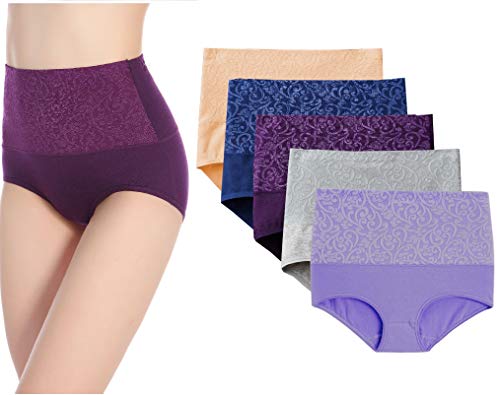 Kinyanco High Waist Tummy Control Panties for Women, Cotton Underwear No Muffin Top Shapewear Brief Panties (5-Pack, XX-Large) - Image 1
