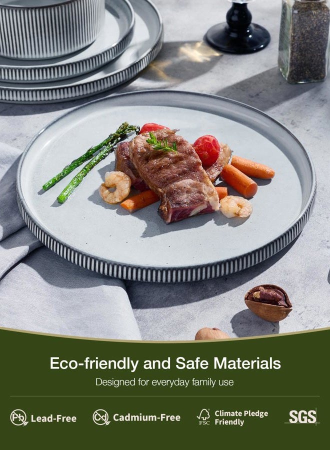 Famiware Dinnerware Sets, Plates and Bowls Set for 4, 12 Piece Dish Set, Slate Gray - Image 4