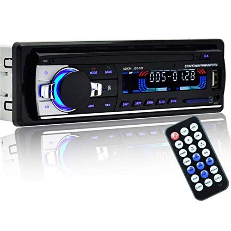 مشغل راديو ستيريو السيارة مع بلوتوث وهاتف AUX-IN و MP3 وإذاعة FM و USB 1 دين ريموت للتحكم في صوت السيارة 12 فولت - Image 1