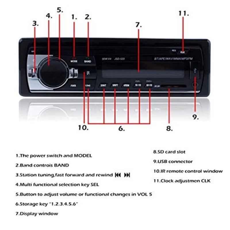 مشغل راديو ستيريو السيارة مع بلوتوث وهاتف AUX-IN و MP3 وإذاعة FM و USB 1 دين ريموت للتحكم في صوت السيارة 12 فولت - Image 2