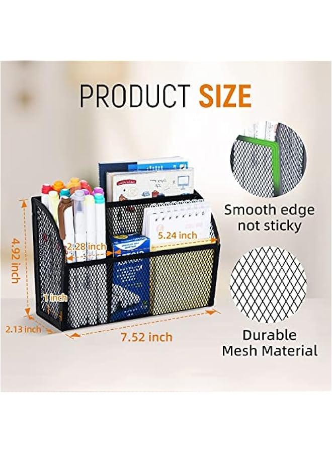 Magnetic Pencil Holder Magnetic Shelf for the Whiteboard 3-Grid Mesh Magnetic Pen Holder for Refrigerator Magnetic Organizer Locker Accessories Organizer for Home, School and Office, Black - Image 5
