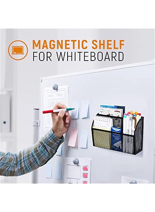 Magnetic Pencil Holder Magnetic Shelf for the Whiteboard 3-Grid Mesh Magnetic Pen Holder for Refrigerator Magnetic Organizer Locker Accessories Organizer for Home, School and Office, Black - Image 3