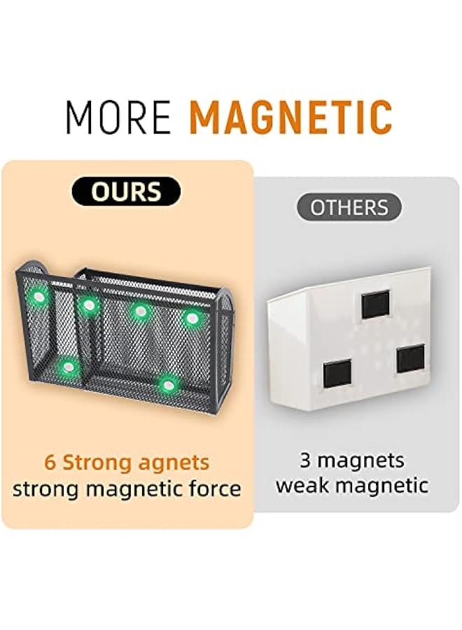 Magnetic Pencil Holder Magnetic Shelf for the Whiteboard 3-Grid Mesh Magnetic Pen Holder for Refrigerator Magnetic Organizer Locker Accessories Organizer for Home, School and Office, Black - Image 4