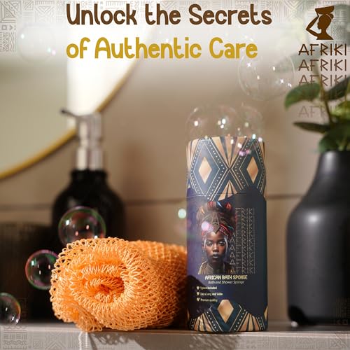 AFRIKI African Net Sponge – Exfoliating Body Scrubber, Black Owned & Rooted in Africa, All Skin Types | 45 in Long (Champagne Gold) - Image 4