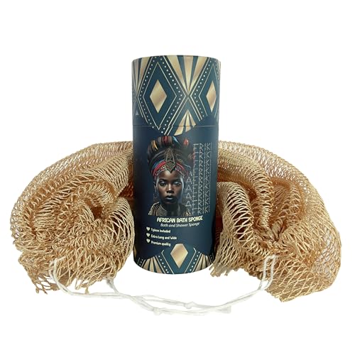 AFRIKI African Net Sponge – Exfoliating Body Scrubber, Black Owned & Rooted in Africa, All Skin Types | 45 in Long (Champagne Gold) - Image 1