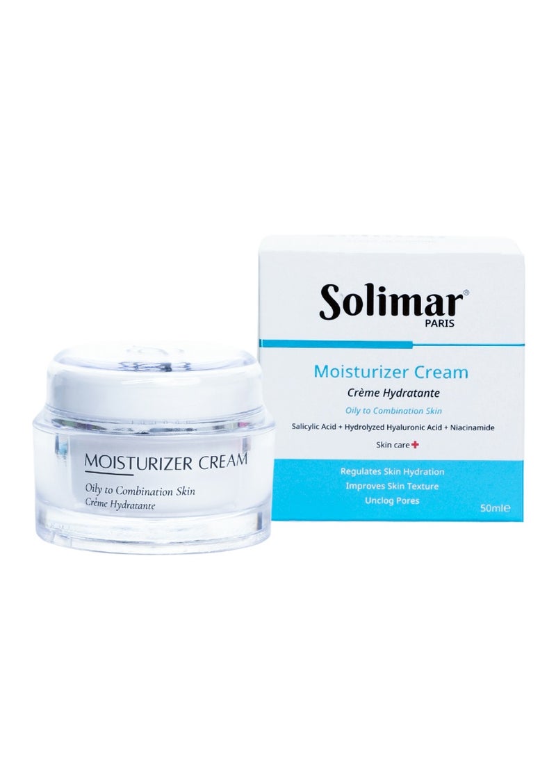 Solimar Paris Moisturiser Cream for Oily & Combination Skin – Oil-Free Hydrating Face Cream with Sebum Control to Reduce Shine and Keep Skin Balanced - Image 1