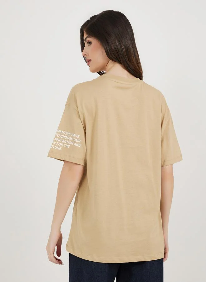 Styli Note To Self Slogan Oversized Longline T-Shirtâ€‹