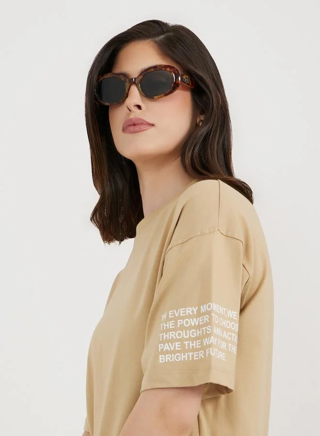 Styli Note To Self Slogan Oversized Longline T-Shirtâ€‹