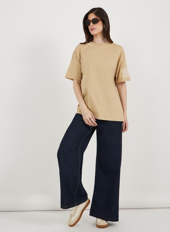 Styli Note To Self Slogan Oversized Longline T-Shirtâ€‹ - Image 2