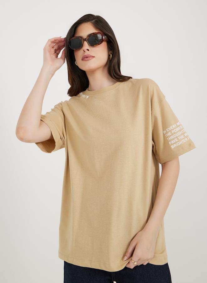 Styli Note To Self Slogan Oversized Longline T-Shirtâ€‹ - Image 1