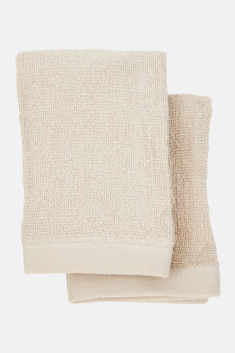 Muy Mucho 2 Piece Textured Face Towels 32 L x 32 W Cm, Off White