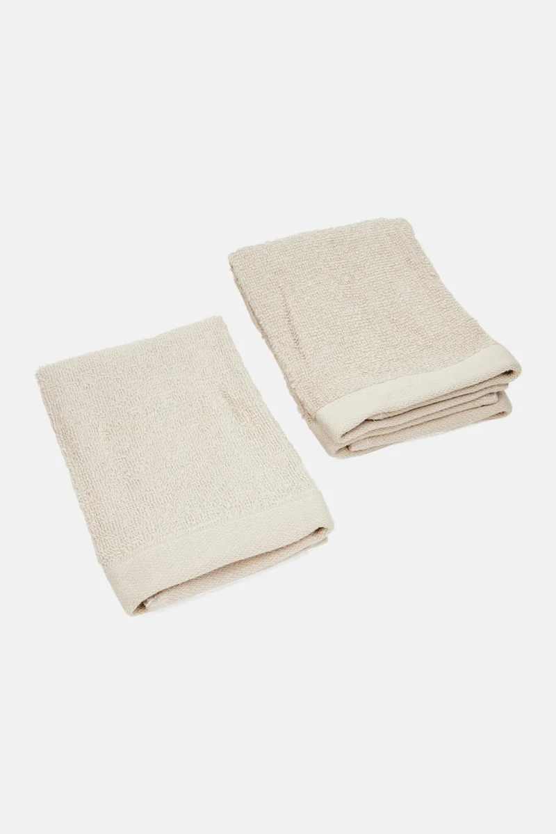 Muy Mucho 2 Piece Textured Face Towels 32 L x 32 W Cm, Off White