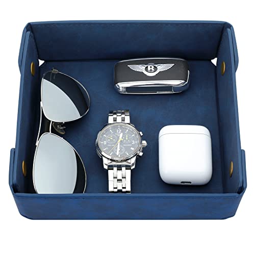 CASIRENA Father's Day Gifts Faux Leather Valet Tray Organizer for Men - Catch-All Tray for Entryway Table Key, Wallet, Watch, Coin Change, Phone, Dresser EDC Dump Jewelry, Bedside Nightstand Desk-top - Image 1