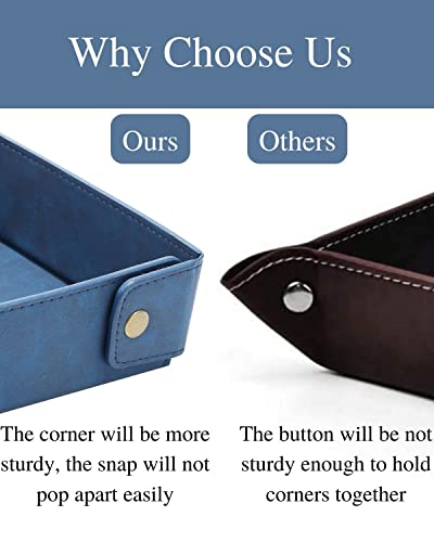 CASIRENA Father's Day Gifts Faux Leather Valet Tray Organizer for Men - Catch-All Tray for Entryway Table Key, Wallet, Watch, Coin Change, Phone, Dresser EDC Dump Jewelry, Bedside Nightstand Desk-top - Image 3
