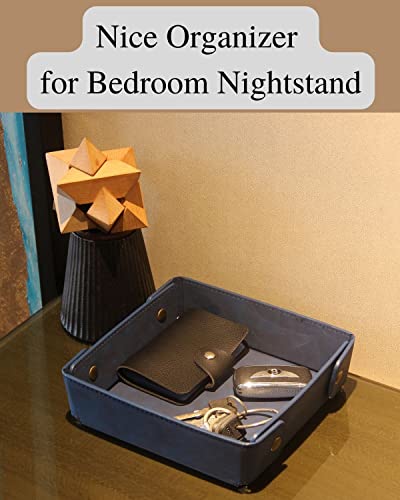 CASIRENA Father's Day Gifts Faux Leather Valet Tray Organizer for Men - Catch-All Tray for Entryway Table Key, Wallet, Watch, Coin Change, Phone, Dresser EDC Dump Jewelry, Bedside Nightstand Desk-top - Image 5