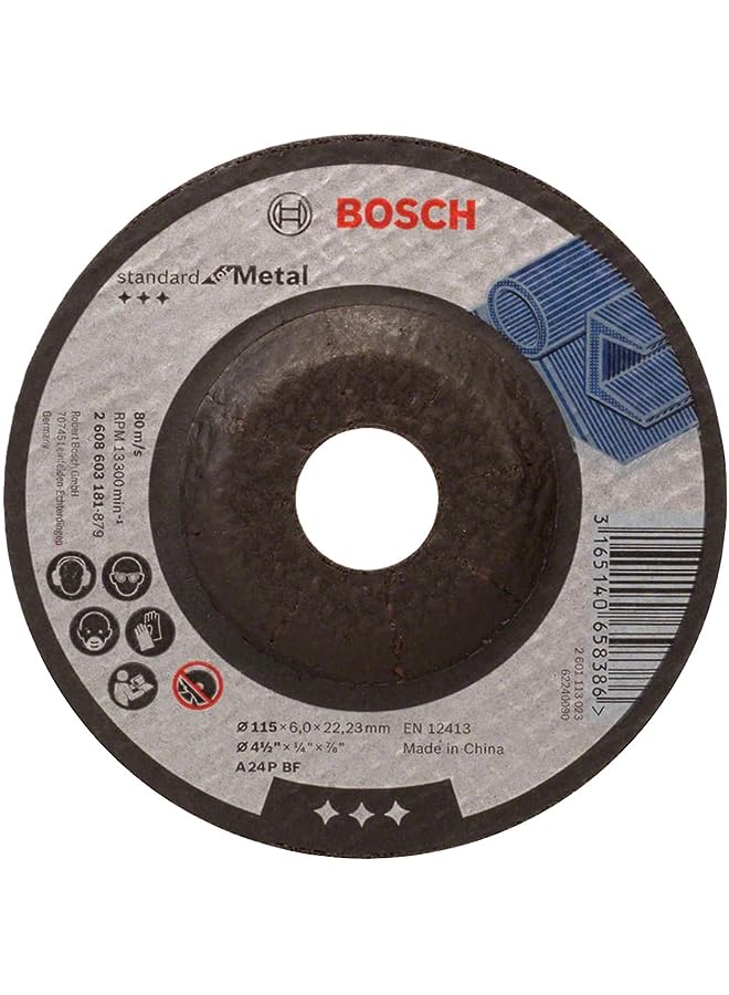 BOSCH 2608603181 معيار لقرص الطحن المعدني بمركز مضغوط، 115 مم Ø، 22.23 مم × 6.0 مم - Image 1