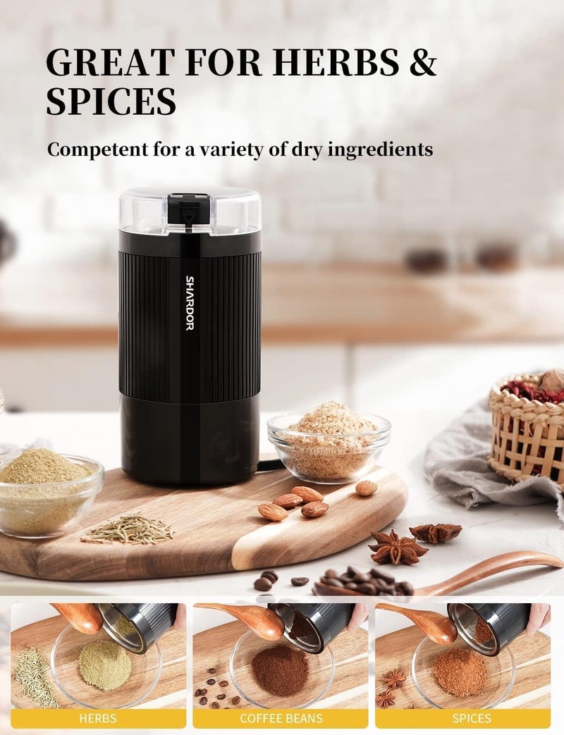 SHARDOR Electric Coffee Grinder with Safe and Durable 304 Stainless Steel Blades,Fast Grinding for Coffee Beans, Dried Spice, Nuts, Herbs with Cleaning Brush - Image 3