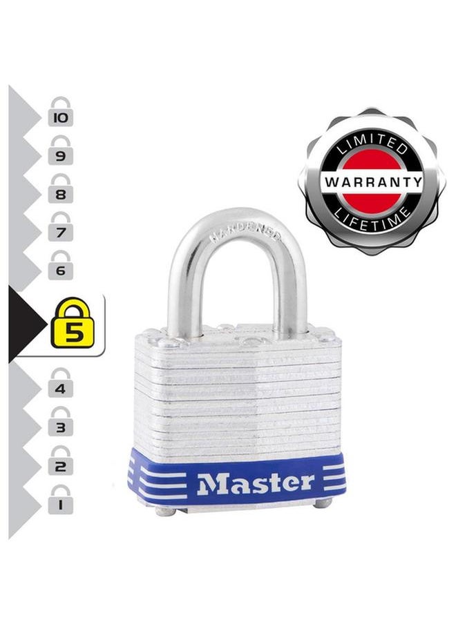 Master Lock Long Shackle Laminated Steel Padlock Silver and Blue 38mm 3EURDLF / 3DLF  - Image 3