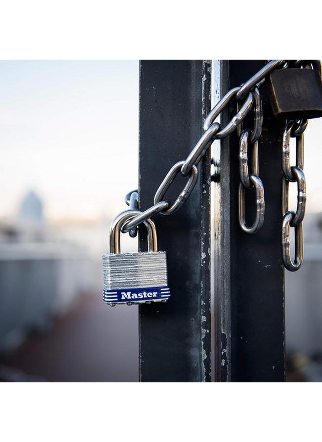 Master Lock Long Shackle Laminated Steel Padlock Silver and Blue 38mm 3EURDLF / 3DLF  - Image 5