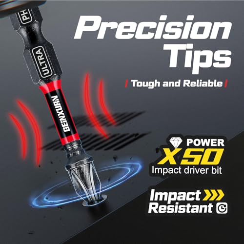 Geinxurn 82Pieces Impact Screwdriver Bits Set, Magnetic S2 Steel Phillips/Square/Torx/Hex Insert Power Bits Tips with Impact Bit Holder and Impact Nut Driver and Mini Wrench - Image 5