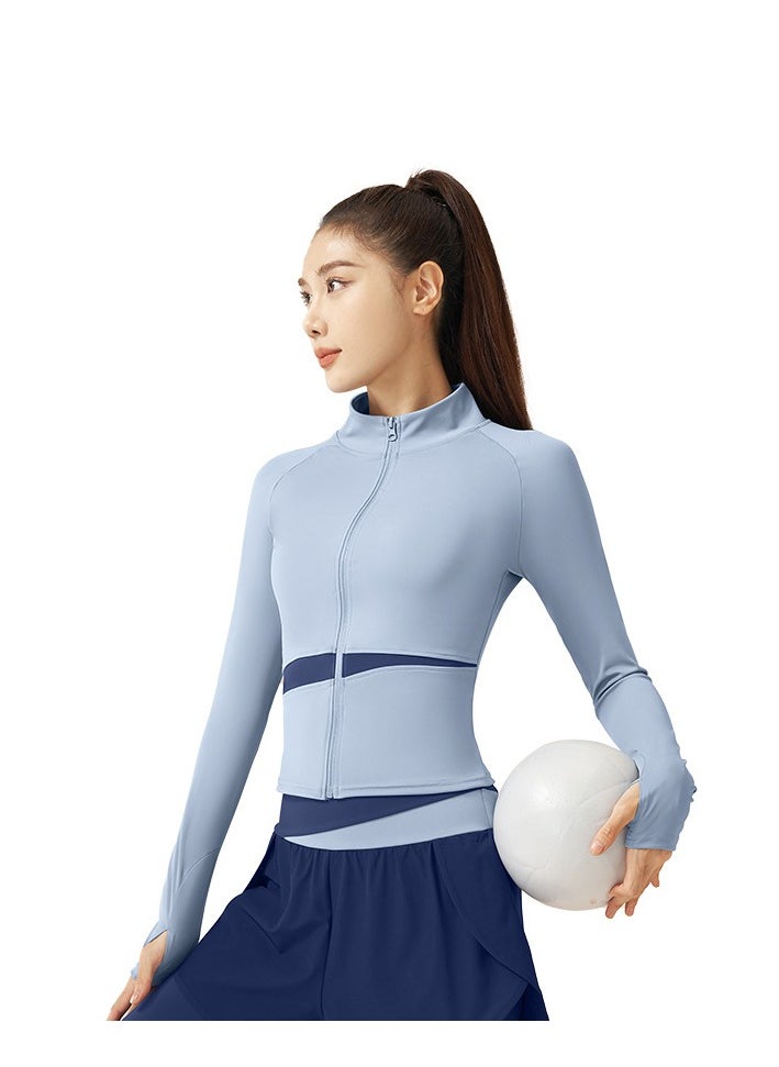 Generic Female Color Blocked High Neck Slimming And Elongated Yoga Suit  - Image 3