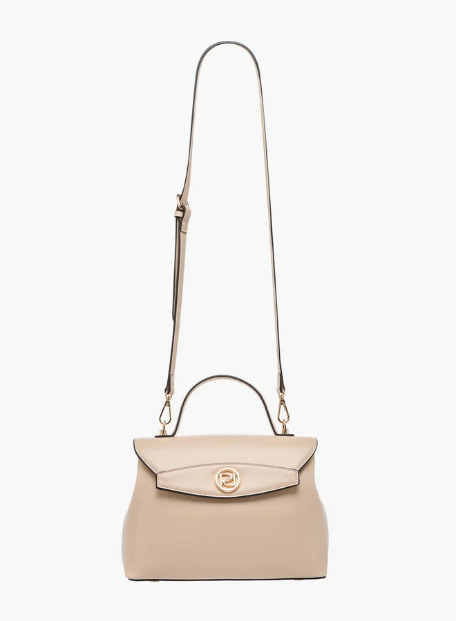 Paprika Solid Satchel Bag with Button Closure
