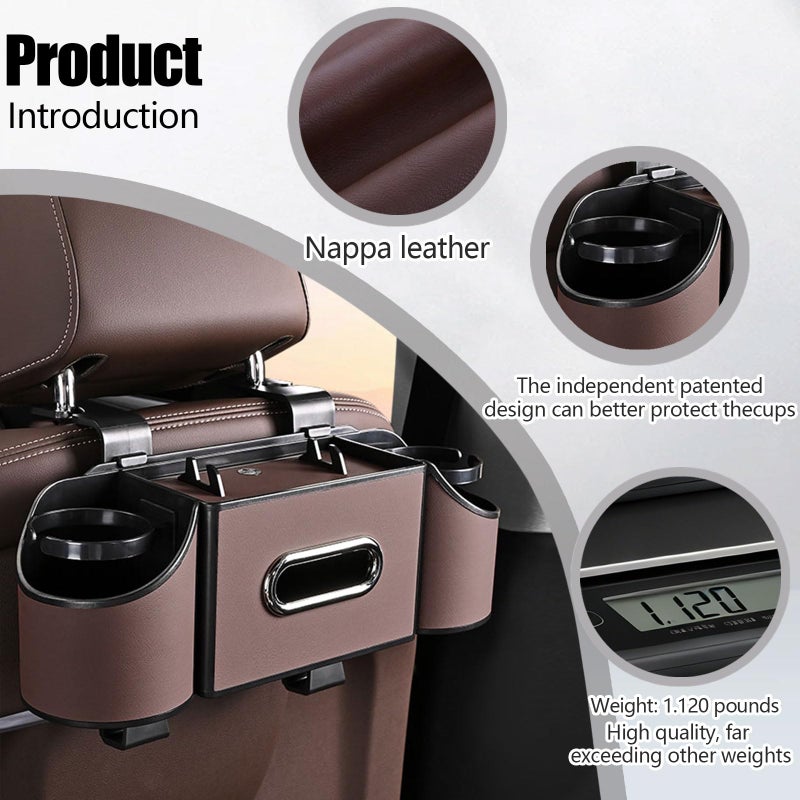 Joezhe Back Seat Car Organizer,4 in 1 Multifunctional Car Back Seat Storage Box with Drink Cup Holder Tissue Box, for Hold Phone,Snacks, Drinks, Handbag - Image 4