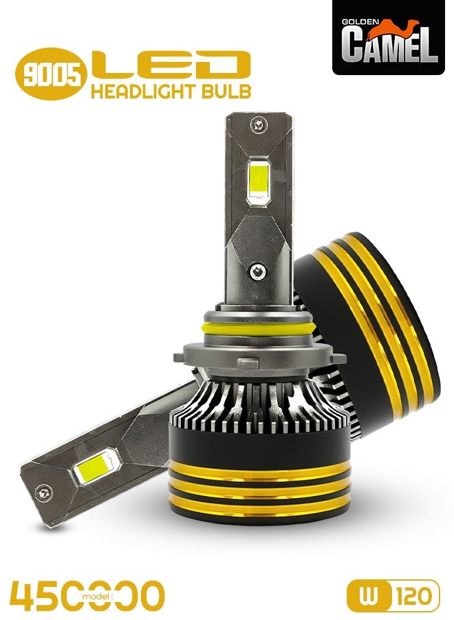 جولدن كامل مصابيح أمامية LED من جولدن كاميل M8 Pro 9005، بقوة 30000 لومن و120 واط، لون أبيض نهاري 6500 كلفن، متوافقة مع نظام CANBUS، سهلة التركيب والتشغيل، مقاومة للماء بمعيار IP65، تعمل بجهد 12-24 فولت، مجموعة مصابيح LED عالية التركيز للسيارة (قطعتان). - Image 1
