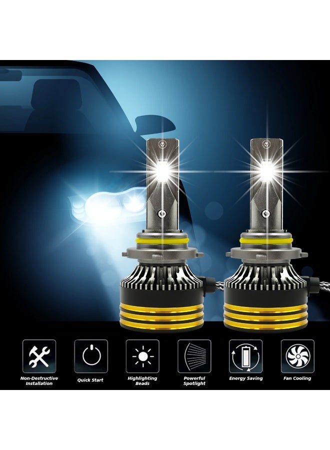 جولدن كامل مصابيح أمامية LED من جولدن كاميل M8 Pro 9005، بقوة 30000 لومن و120 واط، لون أبيض نهاري 6500 كلفن، متوافقة مع نظام CANBUS، سهلة التركيب والتشغيل، مقاومة للماء بمعيار IP65، تعمل بجهد 12-24 فولت، مجموعة مصابيح LED عالية التركيز للسيارة (قطعتان). - Image 2