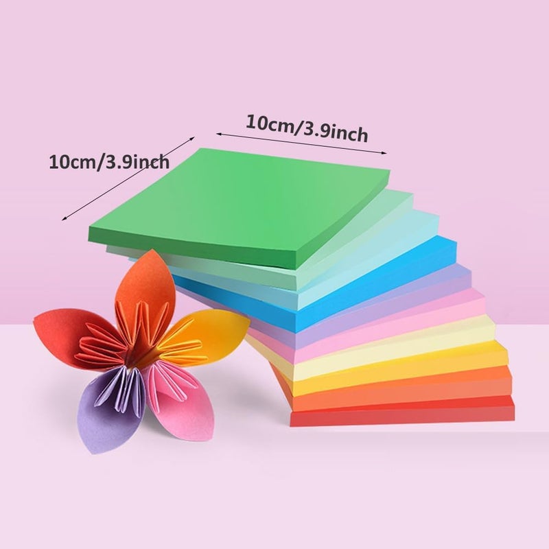 Hvogvok Origami , Colorful Square Origami, DIY Handmade Craft Paper, Origami Paper (10*10cm(100pcs)10-color) - Image 3