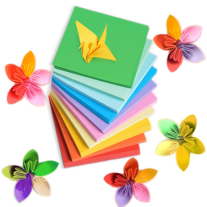 Hvogvok Origami , Colorful Square Origami, DIY Handmade Craft Paper, Origami Paper (10*10cm(100pcs)10-color) - Image 4