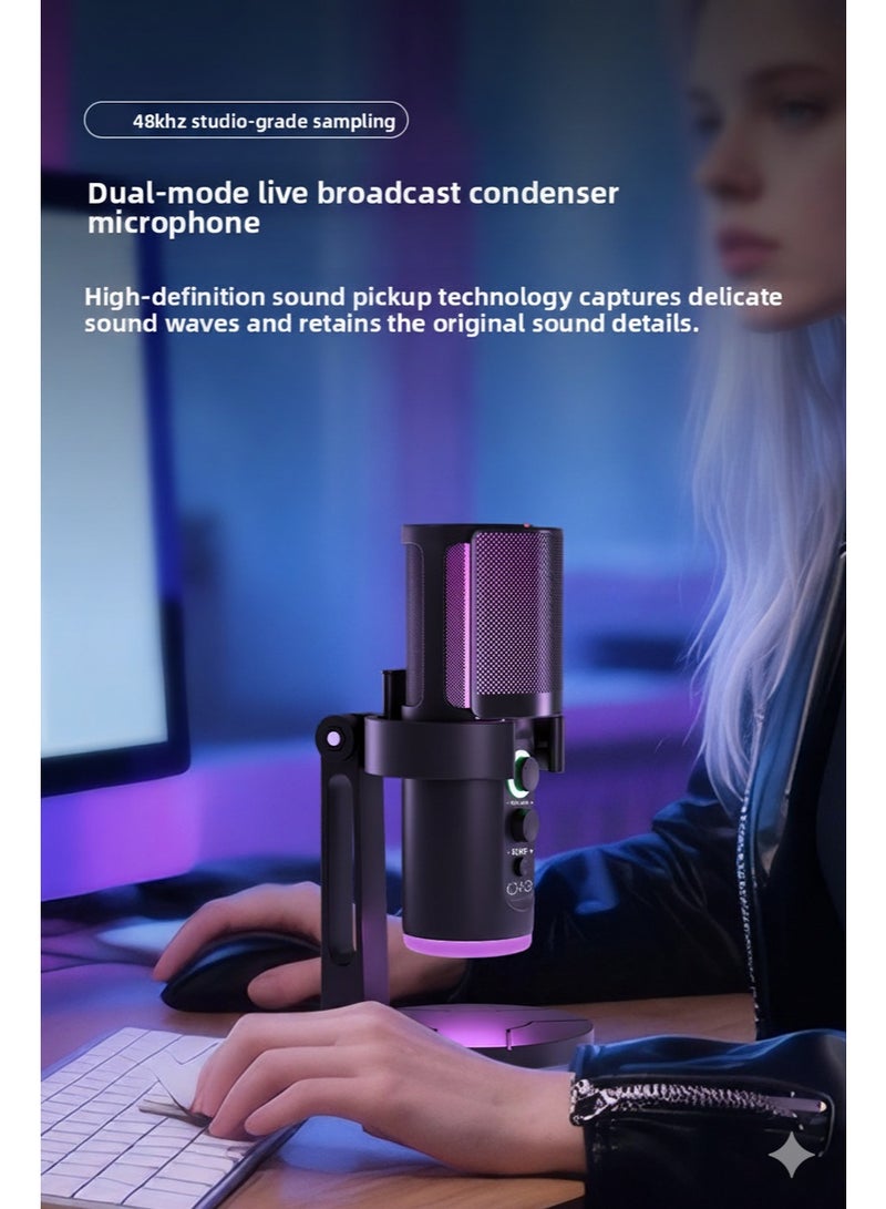 Joshberg Wired/Wireless Dual-mode Gaming Microphone For PC Computer Gaming USB Mic For Mac PS4 PS5 Condenser Mic With Quick Mute RGB Control For Recording Streaming Podcasting Podcasts Videos - Image 3