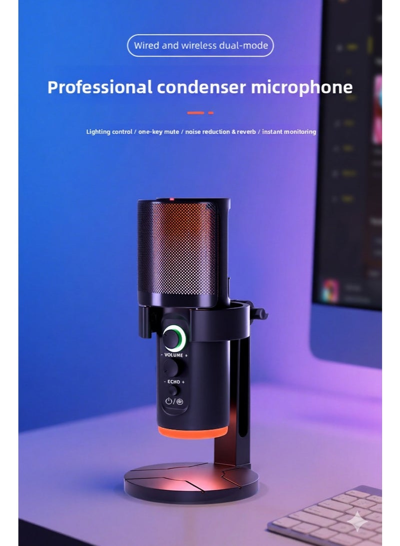 Joshberg Wired/Wireless Dual-mode Gaming Microphone For PC Computer Gaming USB Mic For Mac PS4 PS5 Condenser Mic With Quick Mute RGB Control For Recording Streaming Podcasting Podcasts Videos - Image 2