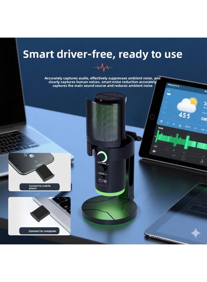 Joshberg Wired/Wireless Dual-mode Gaming Microphone For PC Computer Gaming USB Mic For Mac PS4 PS5 Condenser Mic With Quick Mute RGB Control For Recording Streaming Podcasting Podcasts Videos - Image 5