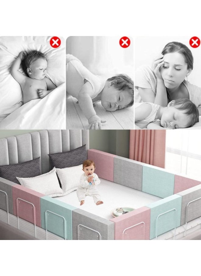 GGEROU - 3-Piece Bed Guard Rail Bed Safety Barrier Protection Bed Guard Rail for Cribs,Height Adjustable Bed Rail Guard 60x28cm Grey - Image 1