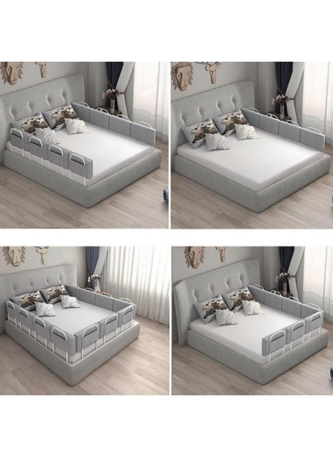 GGEROU - 3-Piece Bed Guard Rail Bed Safety Barrier Protection Bed Guard Rail for Cribs,Height Adjustable Bed Rail Guard 60x28cm Grey - Image 1