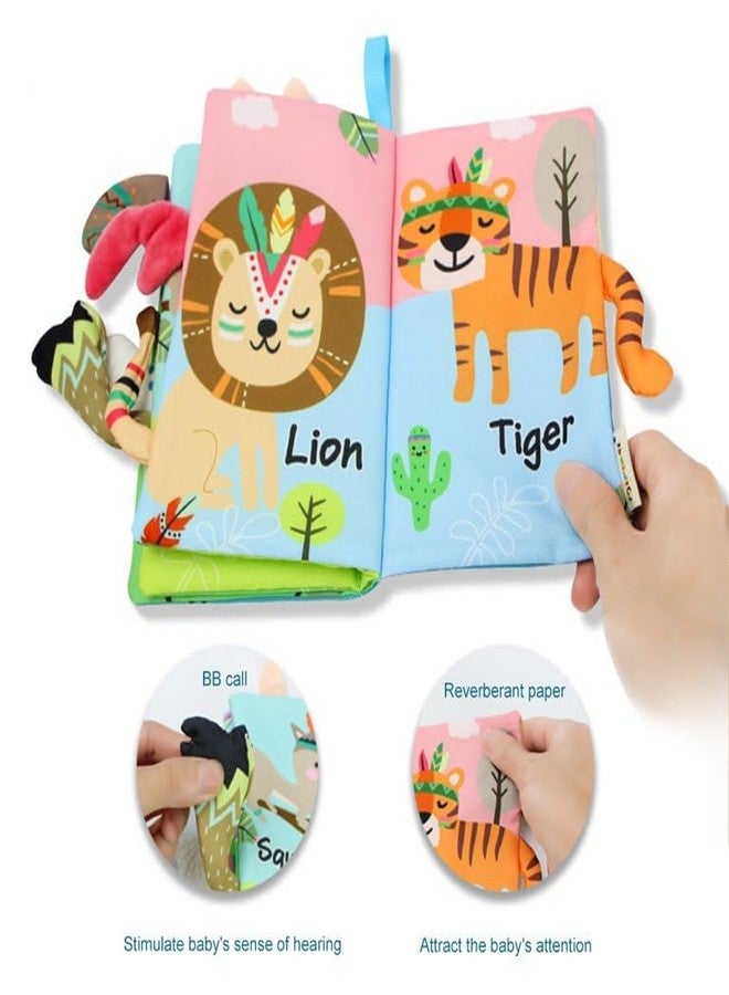 BeFunky كتاب قماشي للأطفال من بي فانكي - من عمر 0 إلى 12 شهرًا، كتاب حسي ثلاثي الأبعاد ناعم مع صفحات تصدر صوت طقطقة، لعبة تعليمية مونتيسوري للأولاد والبنات (حيوانات)، متعدد الألوان - Image 4