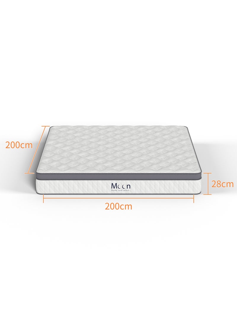 Moon Home and more.. - Moon Home and more Classic Rest Bed Mattress 28 CM Hybrid Pocket Spring Super King Size Mattress 200X200 CM, Pocket Innersprings for Motion Isolation - Pressure Relieving - Medium Firm - Image 1