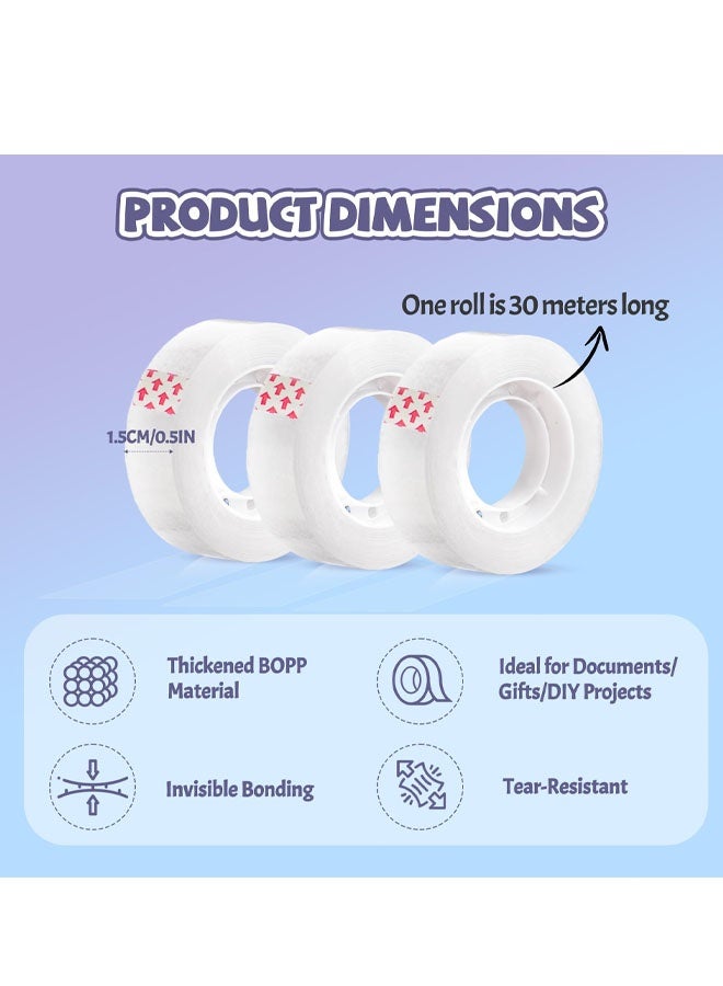 ١٠ قطع من الشريط اللاصق الشفاف، شريط لاصق، لفة سيلوتيب، لفات سيلوتيب صغيرة، عبوة إعادة تعبئة الشريط لتغليف الهدايا في أعياد الميلاد، المنزل، المكتب، المدرسة - Image 2