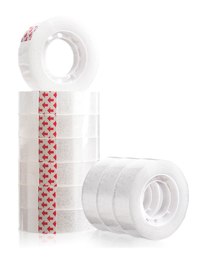 ١٠ قطع من الشريط اللاصق الشفاف، شريط لاصق، لفة سيلوتيب، لفات سيلوتيب صغيرة، عبوة إعادة تعبئة الشريط لتغليف الهدايا في أعياد الميلاد، المنزل، المكتب، المدرسة - Image 1