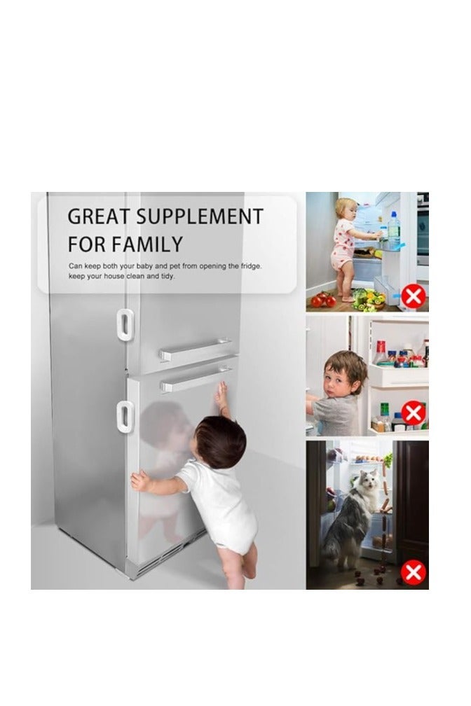 Refrigerator Lock, Upgrade Home Fridge Lock with Two Buttons, Toddler Baby Kids Safety Freezer Door Lock with Strong Adhesive, Refrigerator Locks for Children No Tools Need or Drill - Image 3