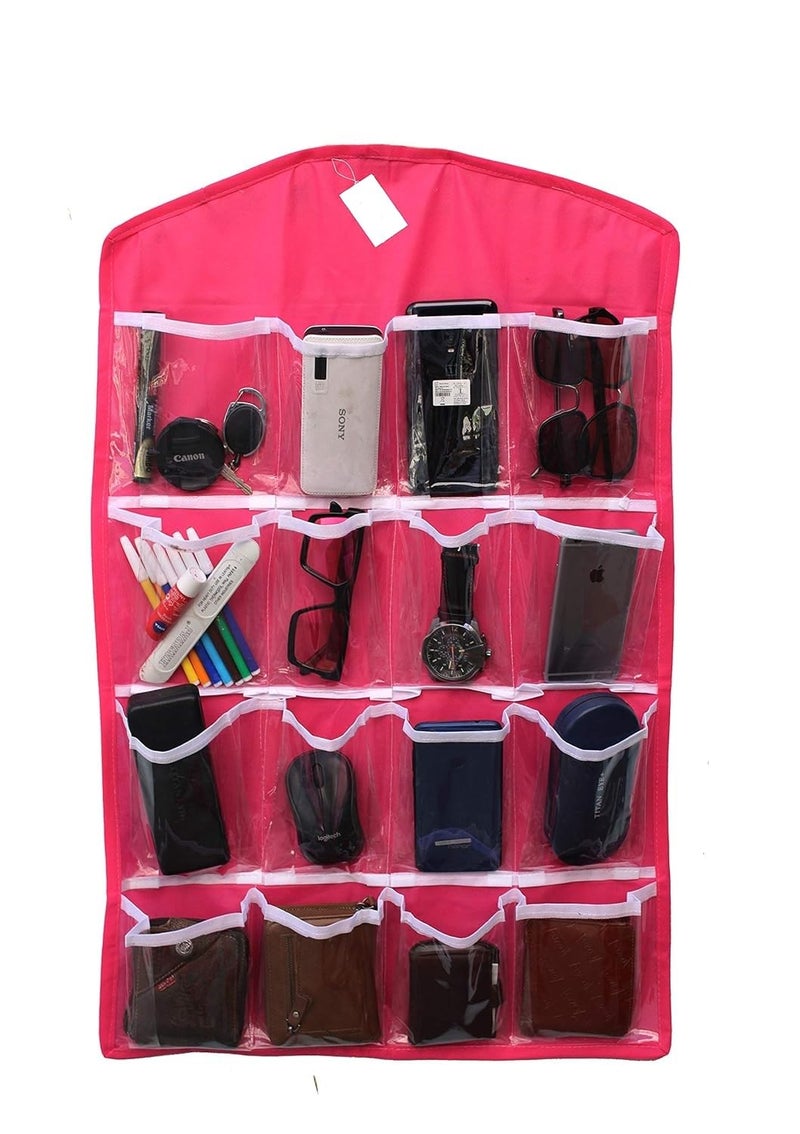 Coolkart 16 Pocket wall organiser set of 2 Clothes Sock Underwear Bra Hanging Storage Bag Organizer Pink - Image 3