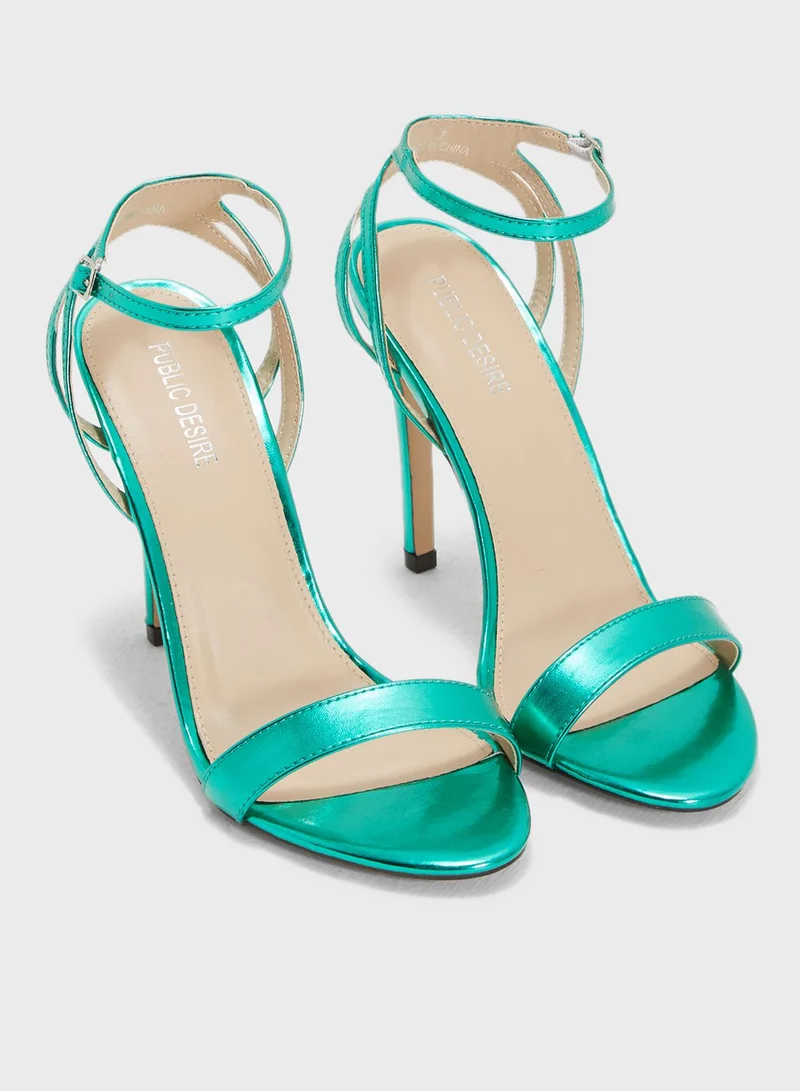 PUBLIC DESIRE Runaway Ankle Strap Barely There Heel